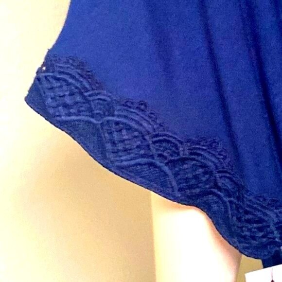 Apt 9 Intimates LG Blue Floral V Neck Tunic Top Lounge Glam Relaxed Boho Drape - Picture 8 of 11